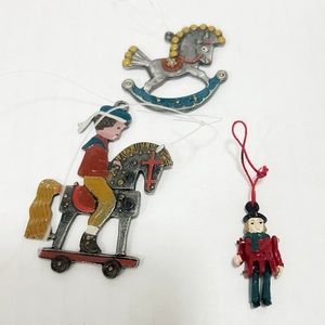 Vintage Metal Christmas Ornaments lot of 3